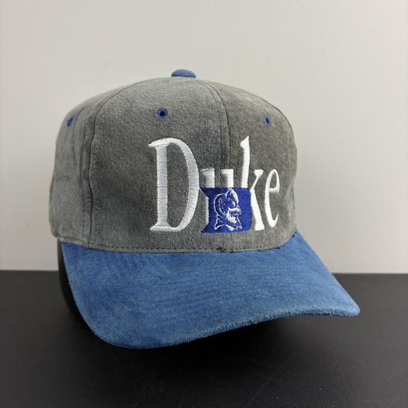 Licensed Collegiate Product Other - Vintage 90s Duke Blue Devils Hat Gray Blue Suede Snapback Cap NCAA Basketball